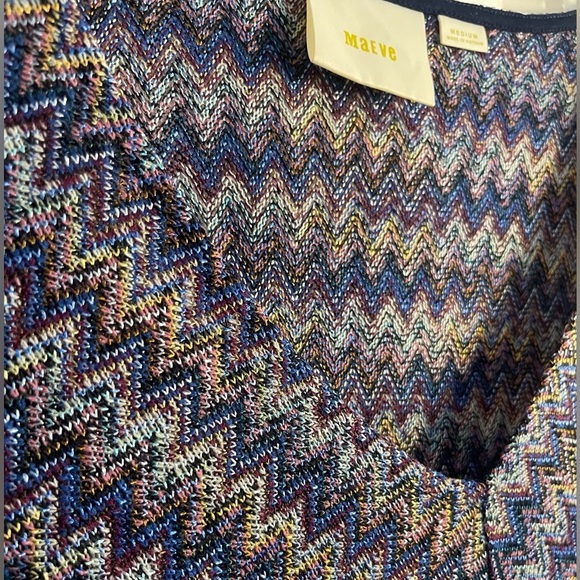 Anthropologie Maeve Westwater Zig Zag Drop Waist Dress Size Medium - Picture 10 of 11